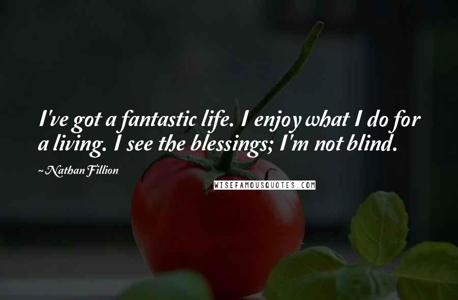Nathan Fillion Quotes: I've got a fantastic life. I enjoy what I do for a living. I see the blessings; I'm not blind.