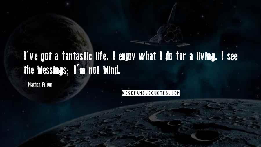 Nathan Fillion Quotes: I've got a fantastic life. I enjoy what I do for a living. I see the blessings; I'm not blind.