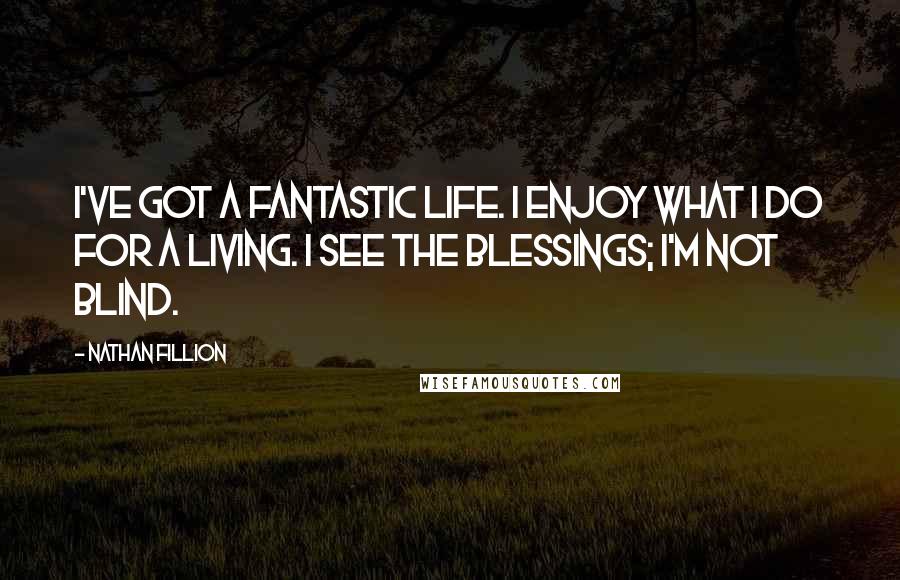 Nathan Fillion Quotes: I've got a fantastic life. I enjoy what I do for a living. I see the blessings; I'm not blind.