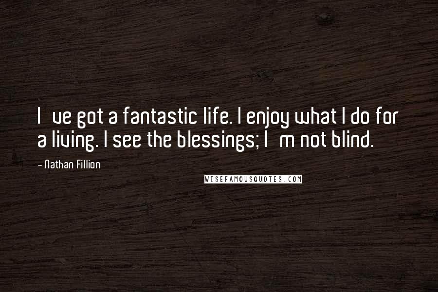 Nathan Fillion Quotes: I've got a fantastic life. I enjoy what I do for a living. I see the blessings; I'm not blind.