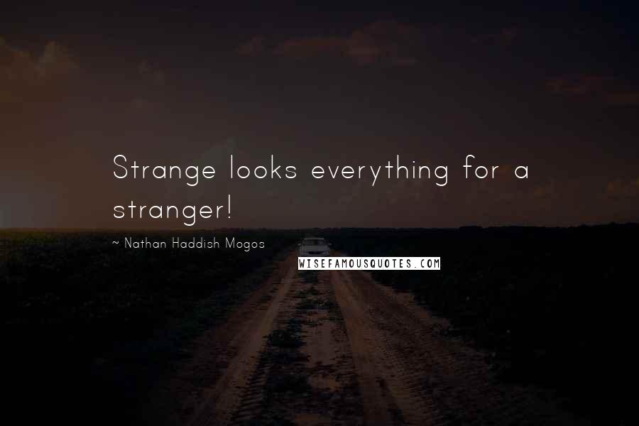 Nathan Haddish Mogos Quotes: Strange looks everything for a stranger!