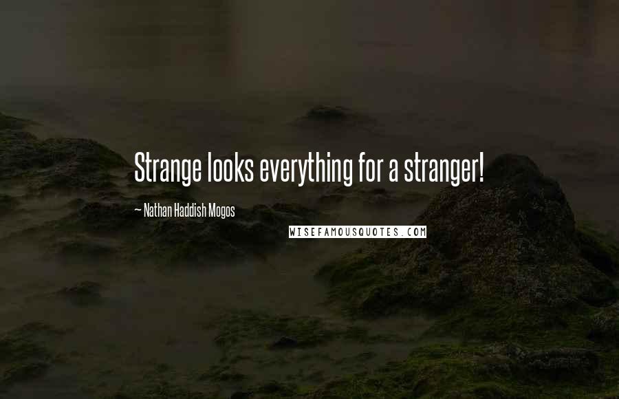 Nathan Haddish Mogos Quotes: Strange looks everything for a stranger!