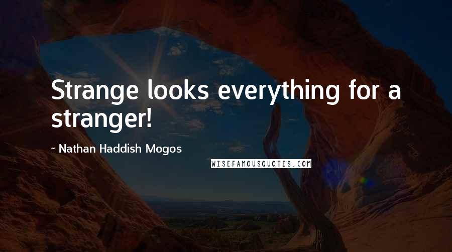 Nathan Haddish Mogos Quotes: Strange looks everything for a stranger!