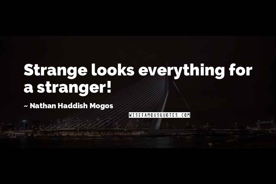 Nathan Haddish Mogos Quotes: Strange looks everything for a stranger!