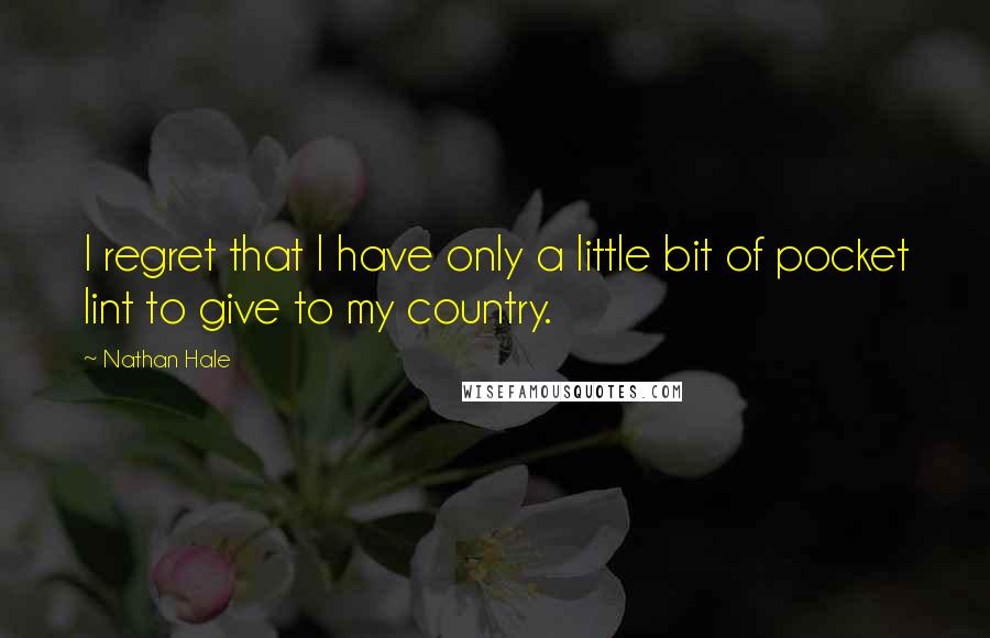 Nathan Hale Quotes: I regret that I have only a little bit of pocket lint to give to my country.