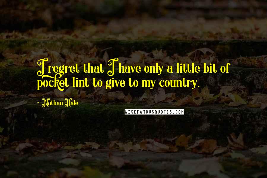 Nathan Hale Quotes: I regret that I have only a little bit of pocket lint to give to my country.