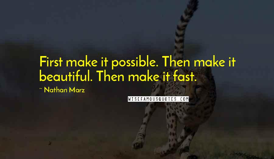 Nathan Marz Quotes: First make it possible. Then make it beautiful. Then make it fast.