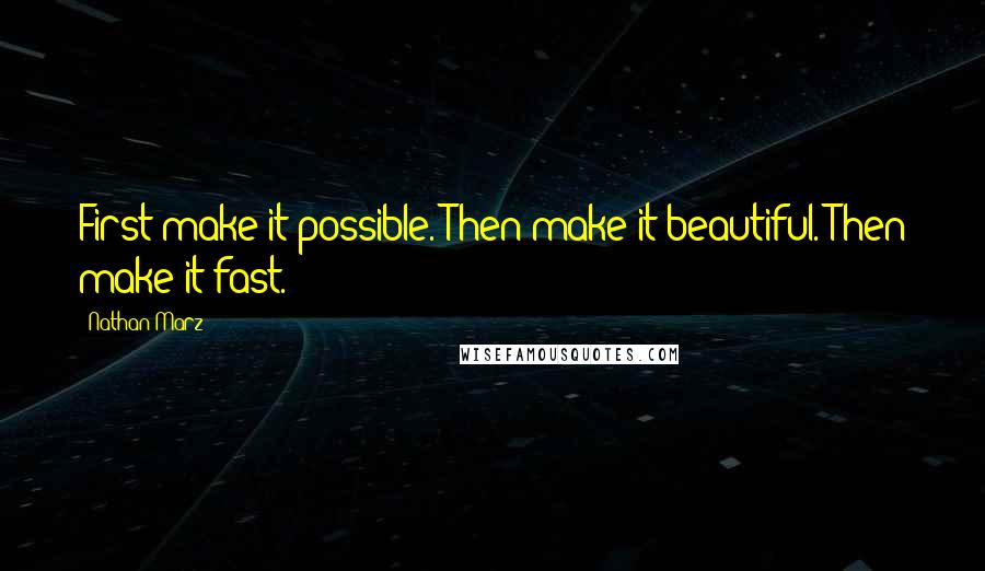 Nathan Marz Quotes: First make it possible. Then make it beautiful. Then make it fast.