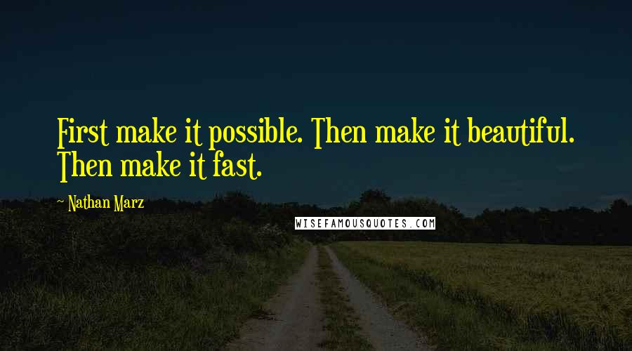 Nathan Marz Quotes: First make it possible. Then make it beautiful. Then make it fast.