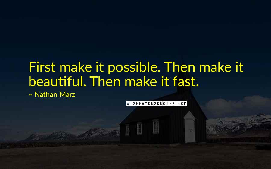 Nathan Marz Quotes: First make it possible. Then make it beautiful. Then make it fast.
