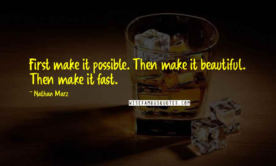 Nathan Marz Quotes: First make it possible. Then make it beautiful. Then make it fast.