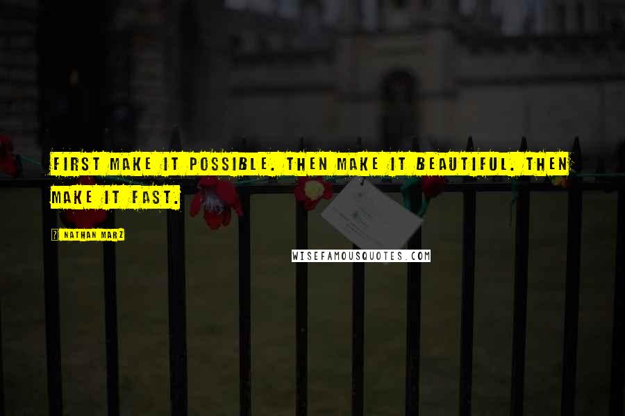 Nathan Marz Quotes: First make it possible. Then make it beautiful. Then make it fast.