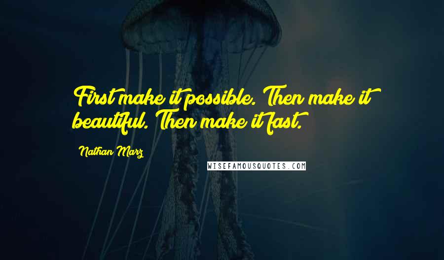 Nathan Marz Quotes: First make it possible. Then make it beautiful. Then make it fast.