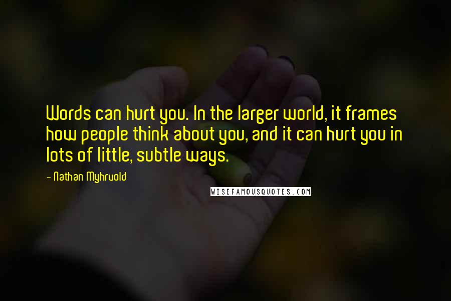 Nathan Myhrvold Quotes: Words can hurt you. In the larger world, it frames how people think about you, and it can hurt you in lots of little, subtle ways.