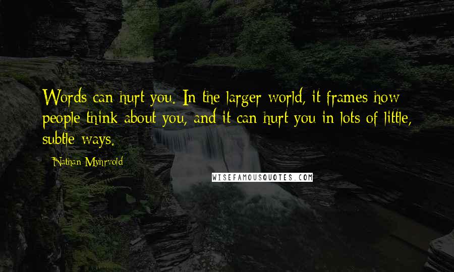 Nathan Myhrvold Quotes: Words can hurt you. In the larger world, it frames how people think about you, and it can hurt you in lots of little, subtle ways.