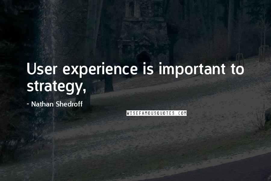 Nathan Shedroff Quotes: User experience is important to strategy,