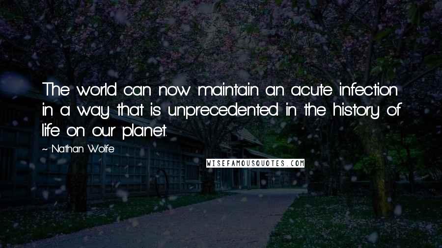 Nathan Wolfe Quotes: The world can now maintain an acute infection in a way that is unprecedented in the history of life on our planet.