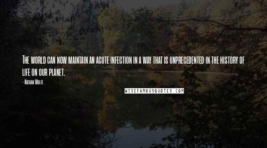 Nathan Wolfe Quotes: The world can now maintain an acute infection in a way that is unprecedented in the history of life on our planet.