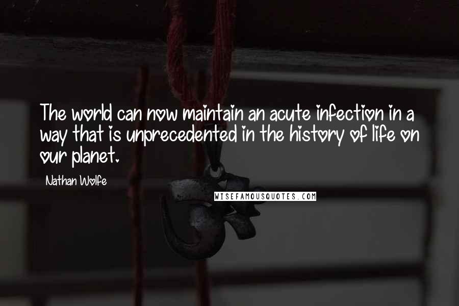 Nathan Wolfe Quotes: The world can now maintain an acute infection in a way that is unprecedented in the history of life on our planet.