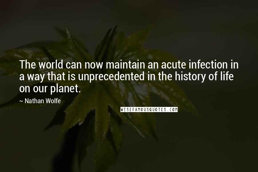 Nathan Wolfe Quotes: The world can now maintain an acute infection in a way that is unprecedented in the history of life on our planet.
