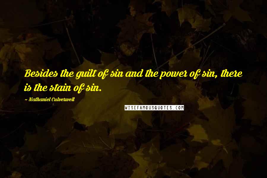 Nathaniel Culverwell Quotes: Besides the guilt of sin and the power of sin, there is the stain of sin.