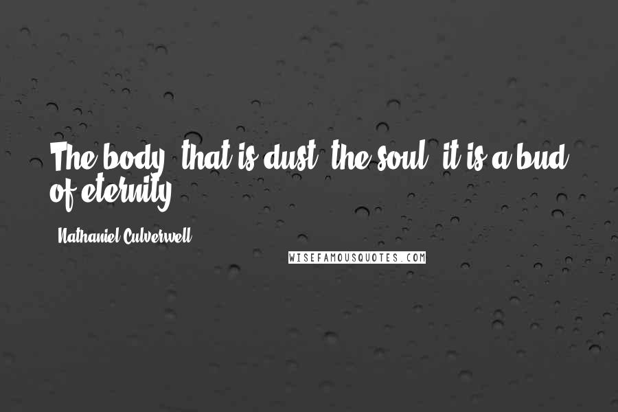 Nathaniel Culverwell Quotes: The body,-that is dust; the soul,-it is a bud of eternity.