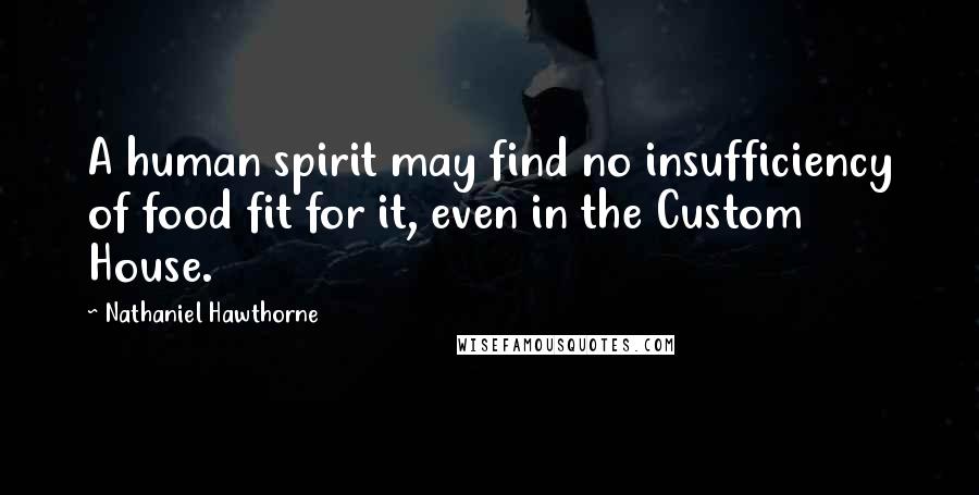 Nathaniel Hawthorne Quotes: A human spirit may find no insufficiency of food fit for it, even in the Custom House.