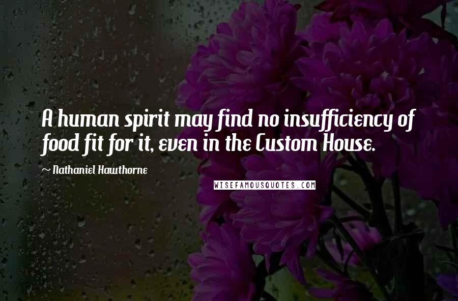 Nathaniel Hawthorne Quotes: A human spirit may find no insufficiency of food fit for it, even in the Custom House.