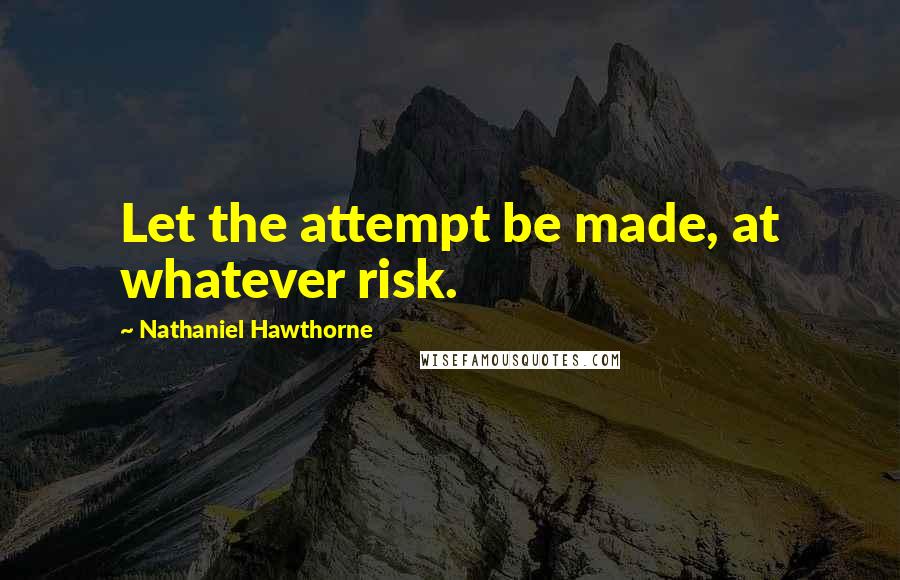 Nathaniel Hawthorne Quotes: Let the attempt be made, at whatever risk.