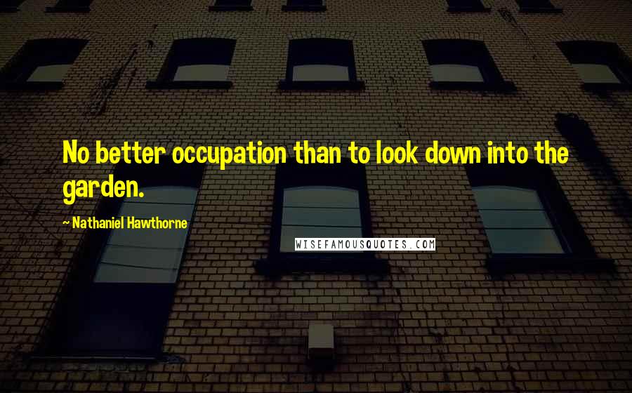 Nathaniel Hawthorne Quotes: No better occupation than to look down into the garden.