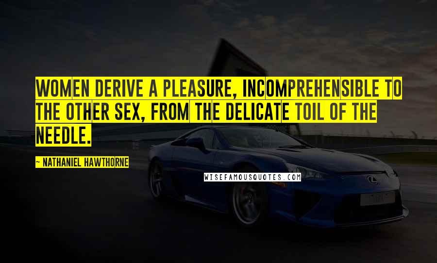 Nathaniel Hawthorne Quotes: Women derive a pleasure, incomprehensible to the other sex, from the delicate toil of the needle.