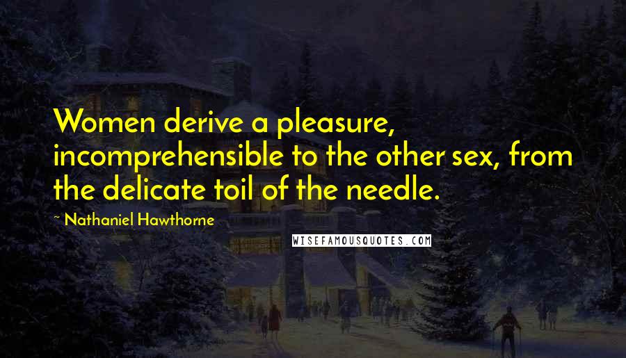Nathaniel Hawthorne Quotes: Women derive a pleasure, incomprehensible to the other sex, from the delicate toil of the needle.