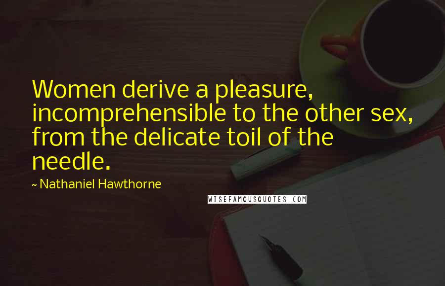 Nathaniel Hawthorne Quotes: Women derive a pleasure, incomprehensible to the other sex, from the delicate toil of the needle.