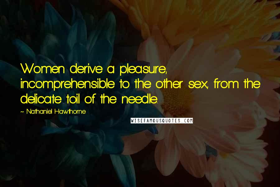 Nathaniel Hawthorne Quotes: Women derive a pleasure, incomprehensible to the other sex, from the delicate toil of the needle.