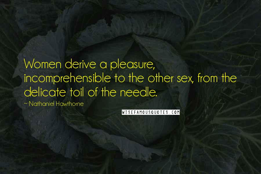 Nathaniel Hawthorne Quotes: Women derive a pleasure, incomprehensible to the other sex, from the delicate toil of the needle.