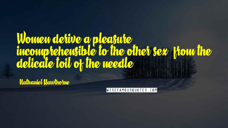 Nathaniel Hawthorne Quotes: Women derive a pleasure, incomprehensible to the other sex, from the delicate toil of the needle.