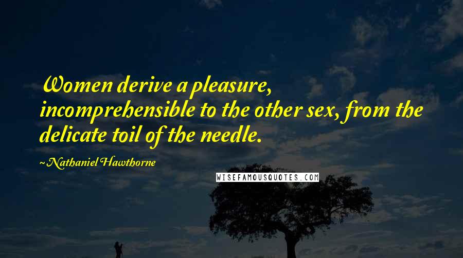 Nathaniel Hawthorne Quotes: Women derive a pleasure, incomprehensible to the other sex, from the delicate toil of the needle.