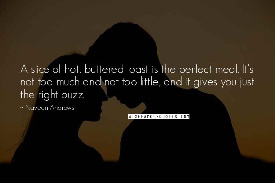 Naveen Andrews Quotes: A slice of hot, buttered toast is the perfect meal. It's not too much and not too little, and it gives you just the right buzz.