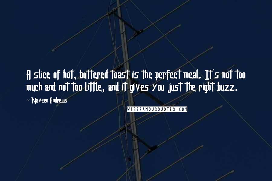 Naveen Andrews Quotes: A slice of hot, buttered toast is the perfect meal. It's not too much and not too little, and it gives you just the right buzz.