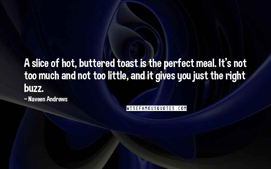 Naveen Andrews Quotes: A slice of hot, buttered toast is the perfect meal. It's not too much and not too little, and it gives you just the right buzz.