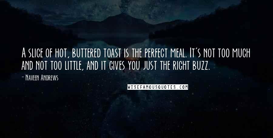 Naveen Andrews Quotes: A slice of hot, buttered toast is the perfect meal. It's not too much and not too little, and it gives you just the right buzz.