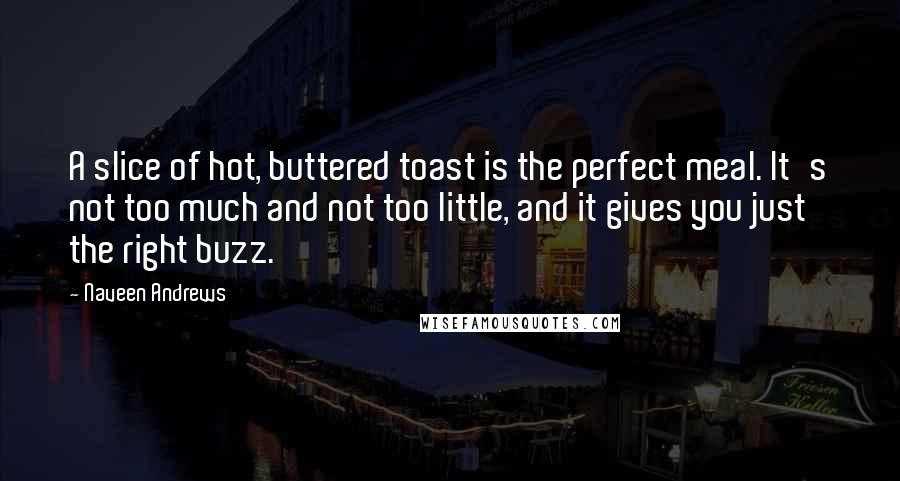 Naveen Andrews Quotes: A slice of hot, buttered toast is the perfect meal. It's not too much and not too little, and it gives you just the right buzz.