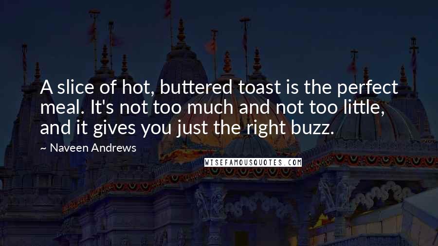 Naveen Andrews Quotes: A slice of hot, buttered toast is the perfect meal. It's not too much and not too little, and it gives you just the right buzz.