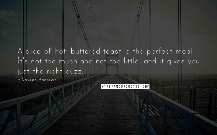 Naveen Andrews Quotes: A slice of hot, buttered toast is the perfect meal. It's not too much and not too little, and it gives you just the right buzz.