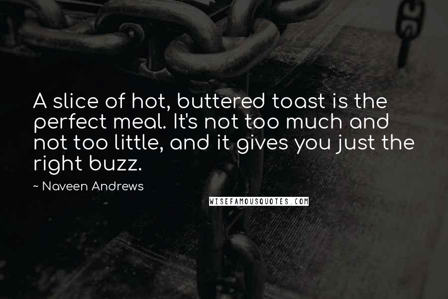 Naveen Andrews Quotes: A slice of hot, buttered toast is the perfect meal. It's not too much and not too little, and it gives you just the right buzz.