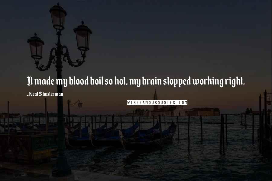 Neal Shusterman Quotes: It made my blood boil so hot, my brain stopped working right.