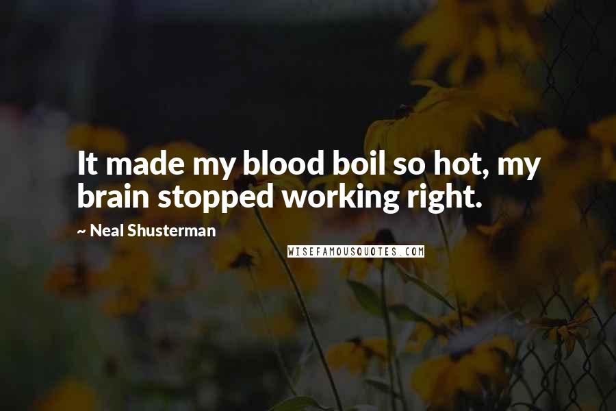Neal Shusterman Quotes: It made my blood boil so hot, my brain stopped working right.