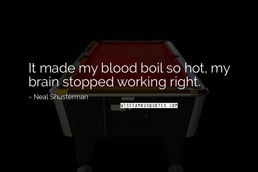 Neal Shusterman Quotes: It made my blood boil so hot, my brain stopped working right.