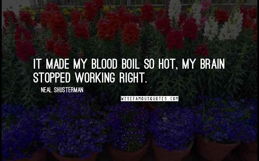 Neal Shusterman Quotes: It made my blood boil so hot, my brain stopped working right.