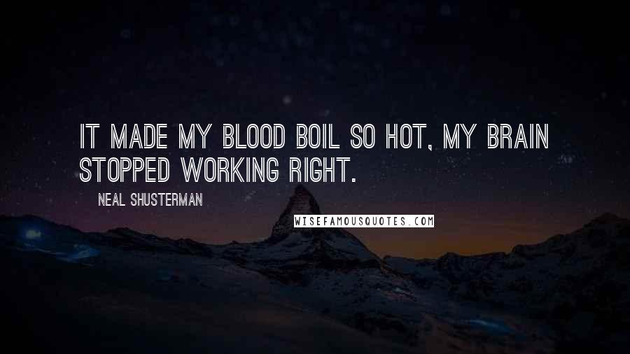 Neal Shusterman Quotes: It made my blood boil so hot, my brain stopped working right.